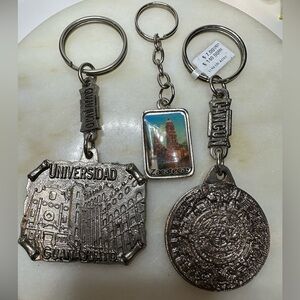 3 Vintage Mexican Aztec Calendar/ Guanajuato University Zacatecas, Key Chain Lot